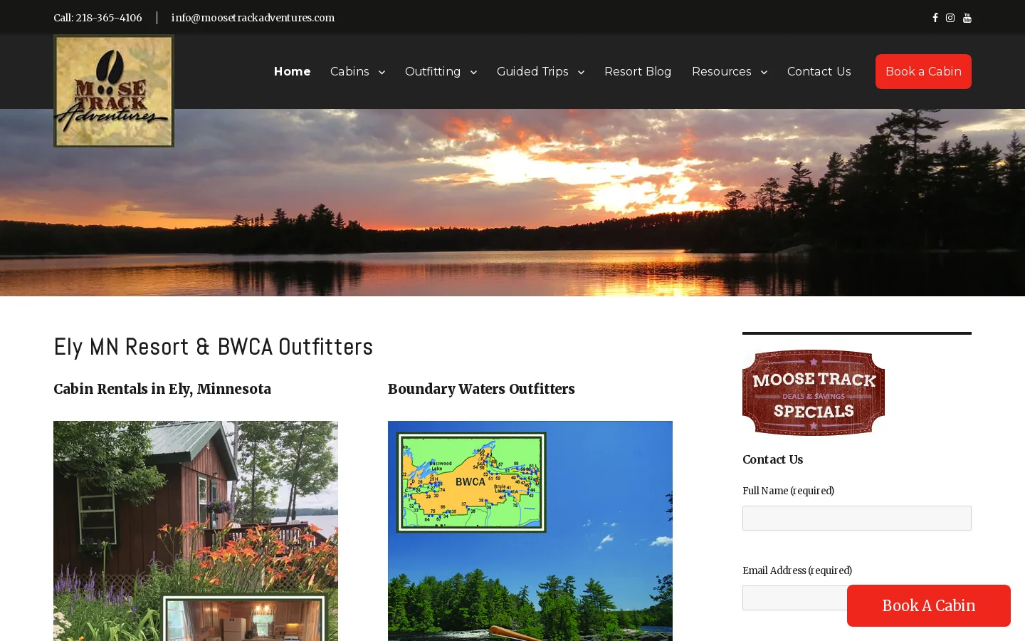 Moose Track Adventures Homepage screenshot
