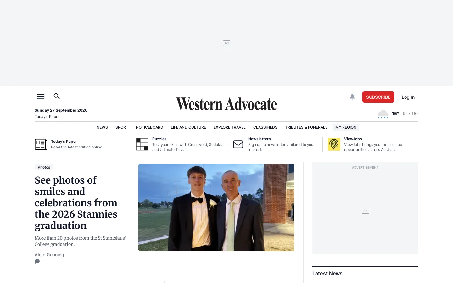Western Advocate Homepage screenshot