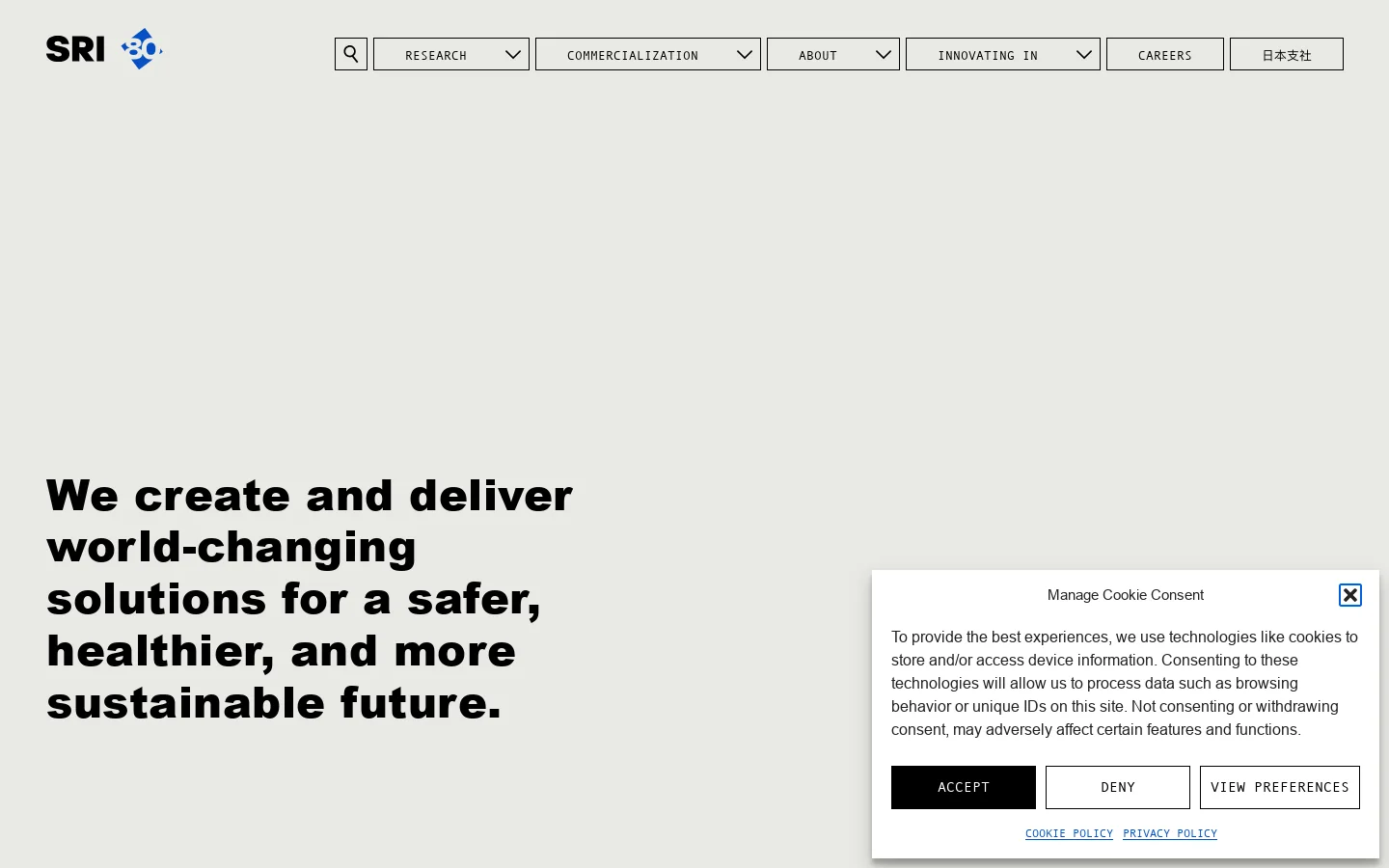 SRI Homepage screenshot