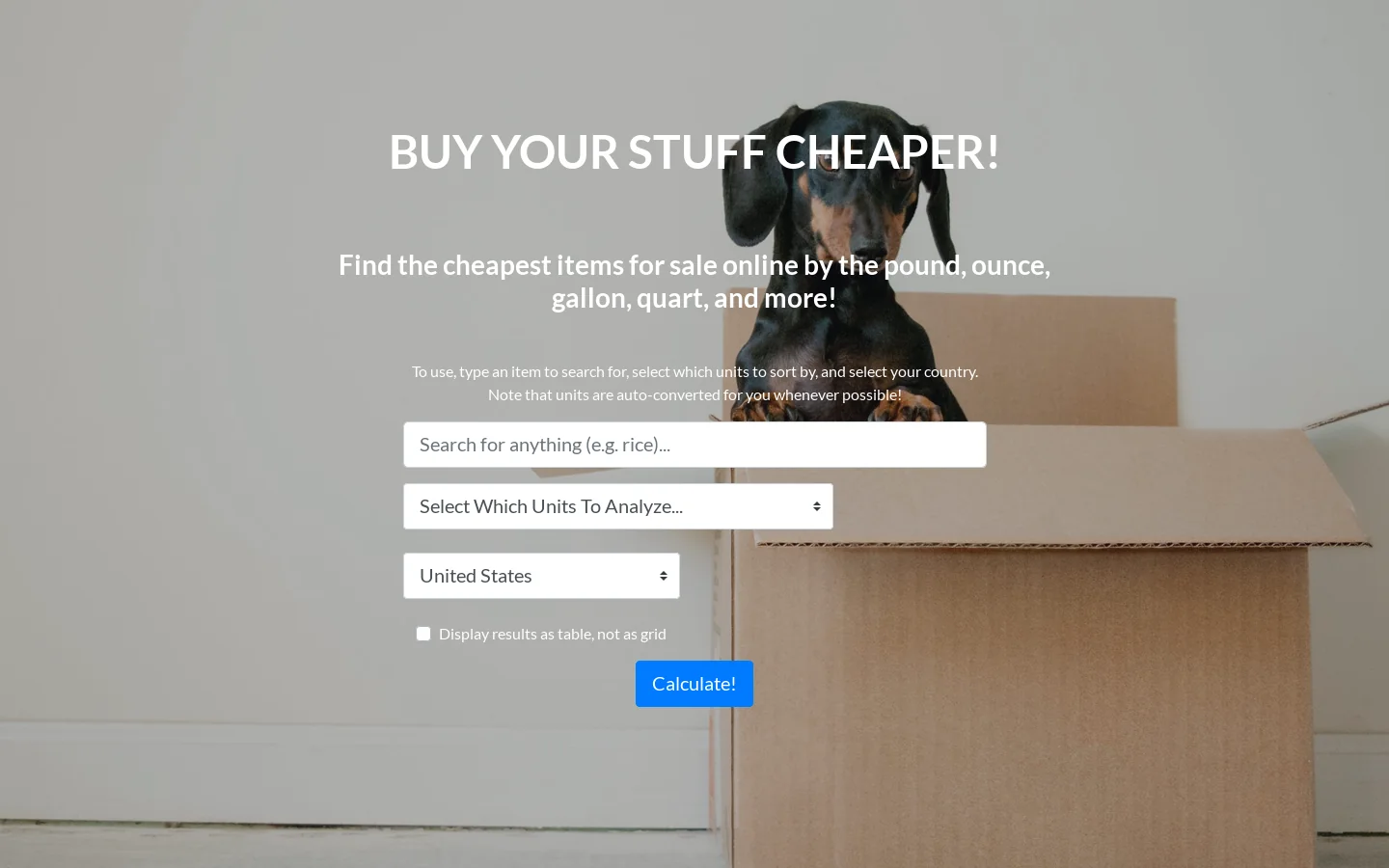 Bang Your Buck Homepage screenshot