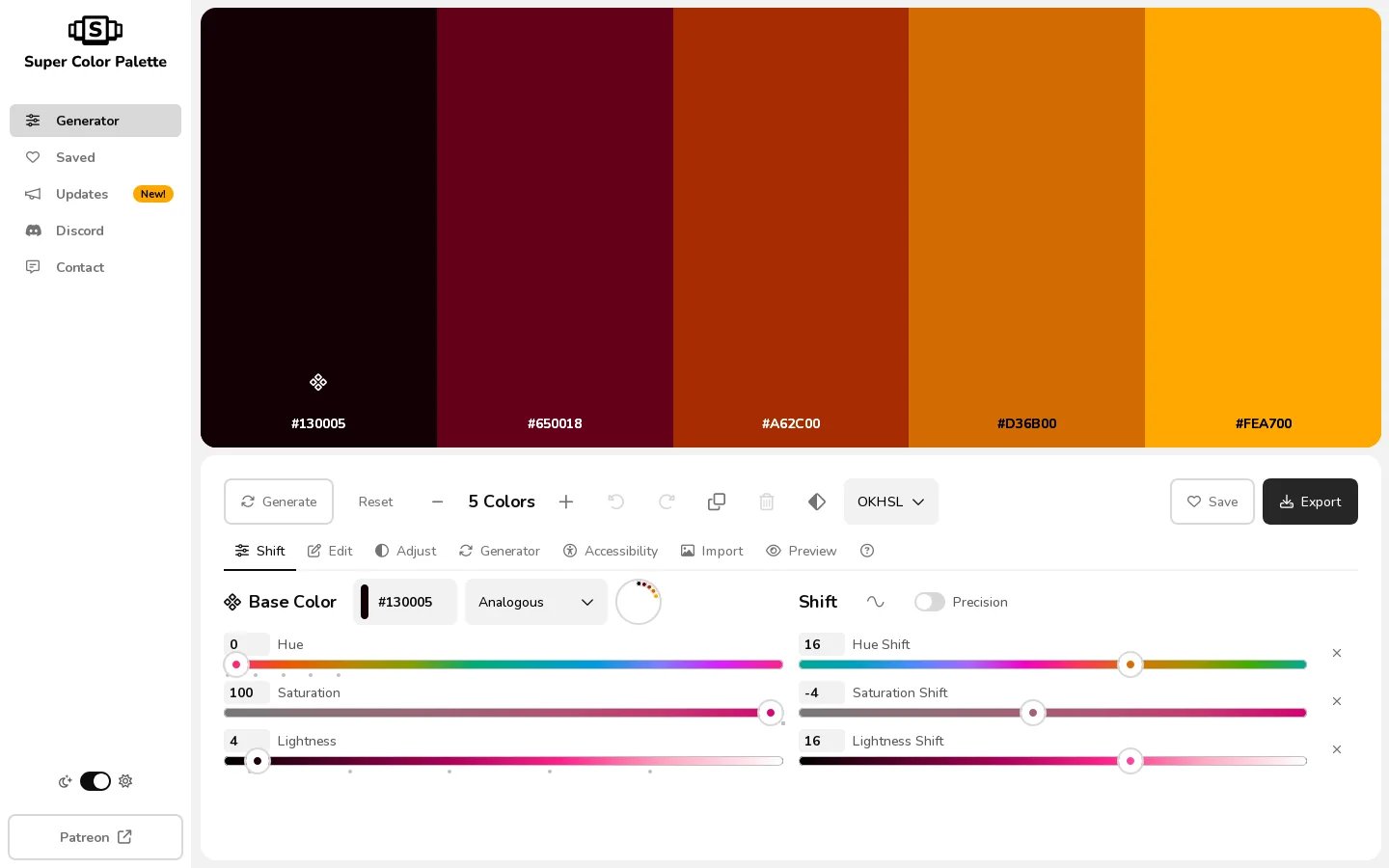 Super Color Palette Homepage screenshot
