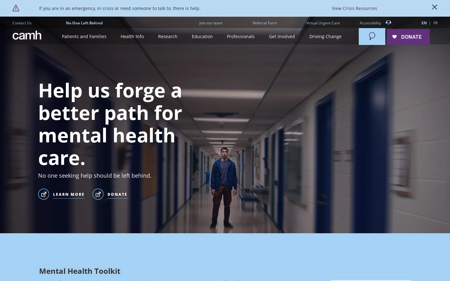 CAMH Homepage screenshot