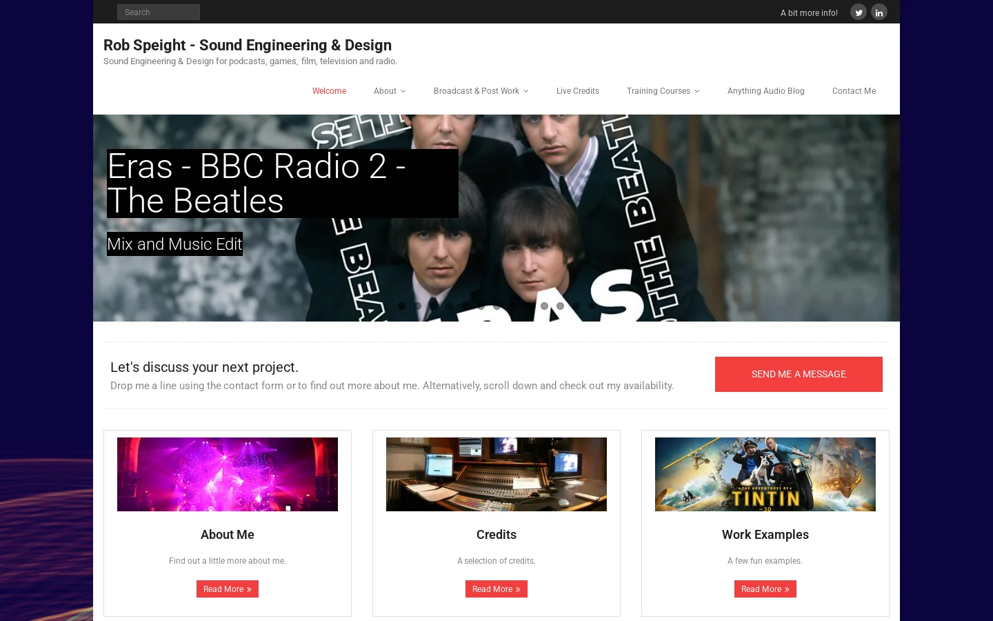 Rob Speight Homepage screenshot