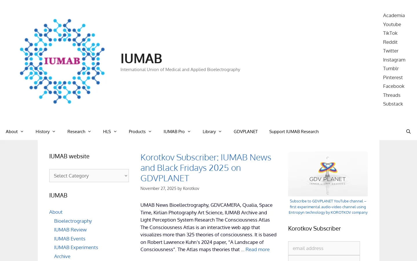 IUMAB Homepage screenshot