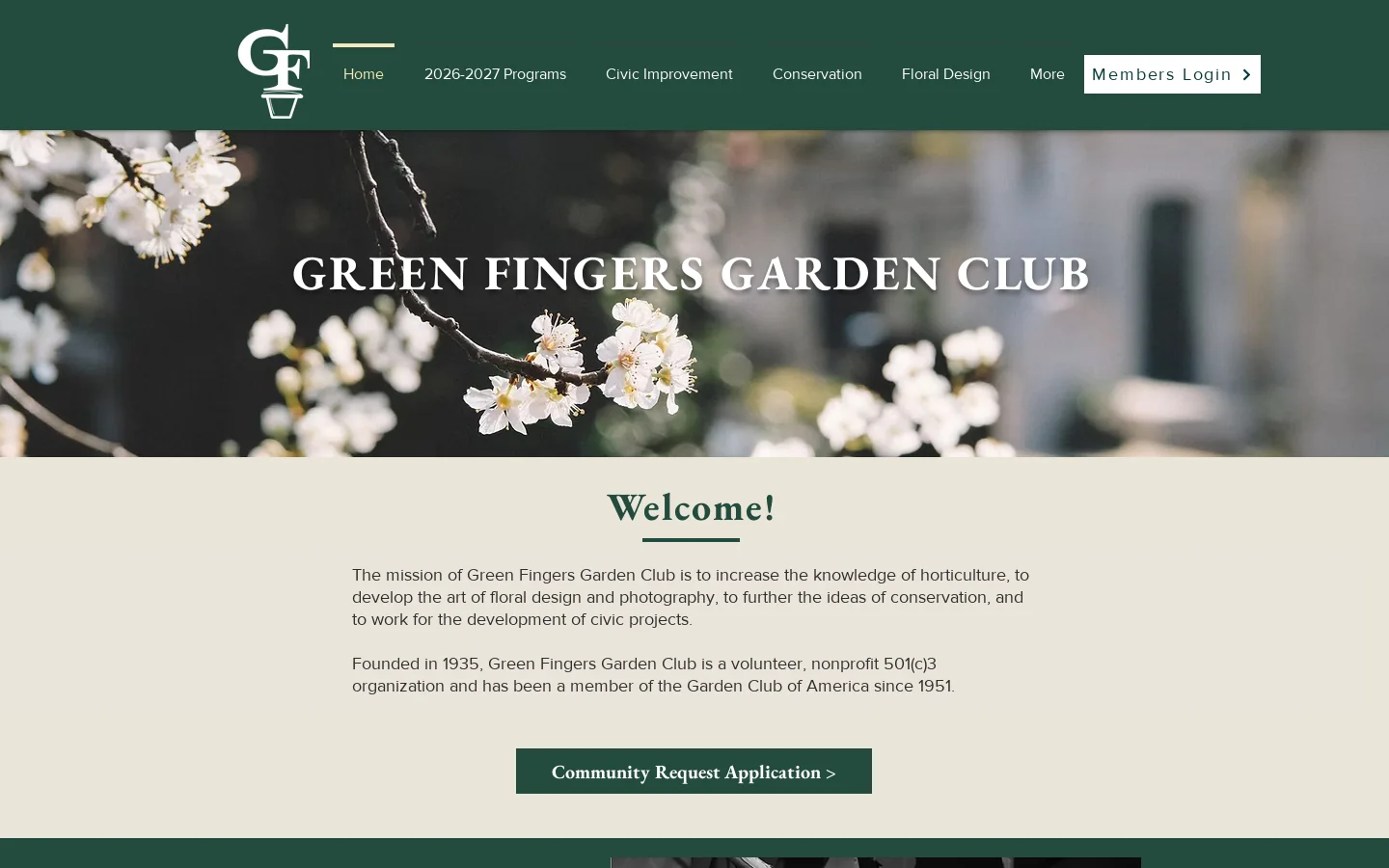 greenfingersgardenclub.org Homepage screenshot