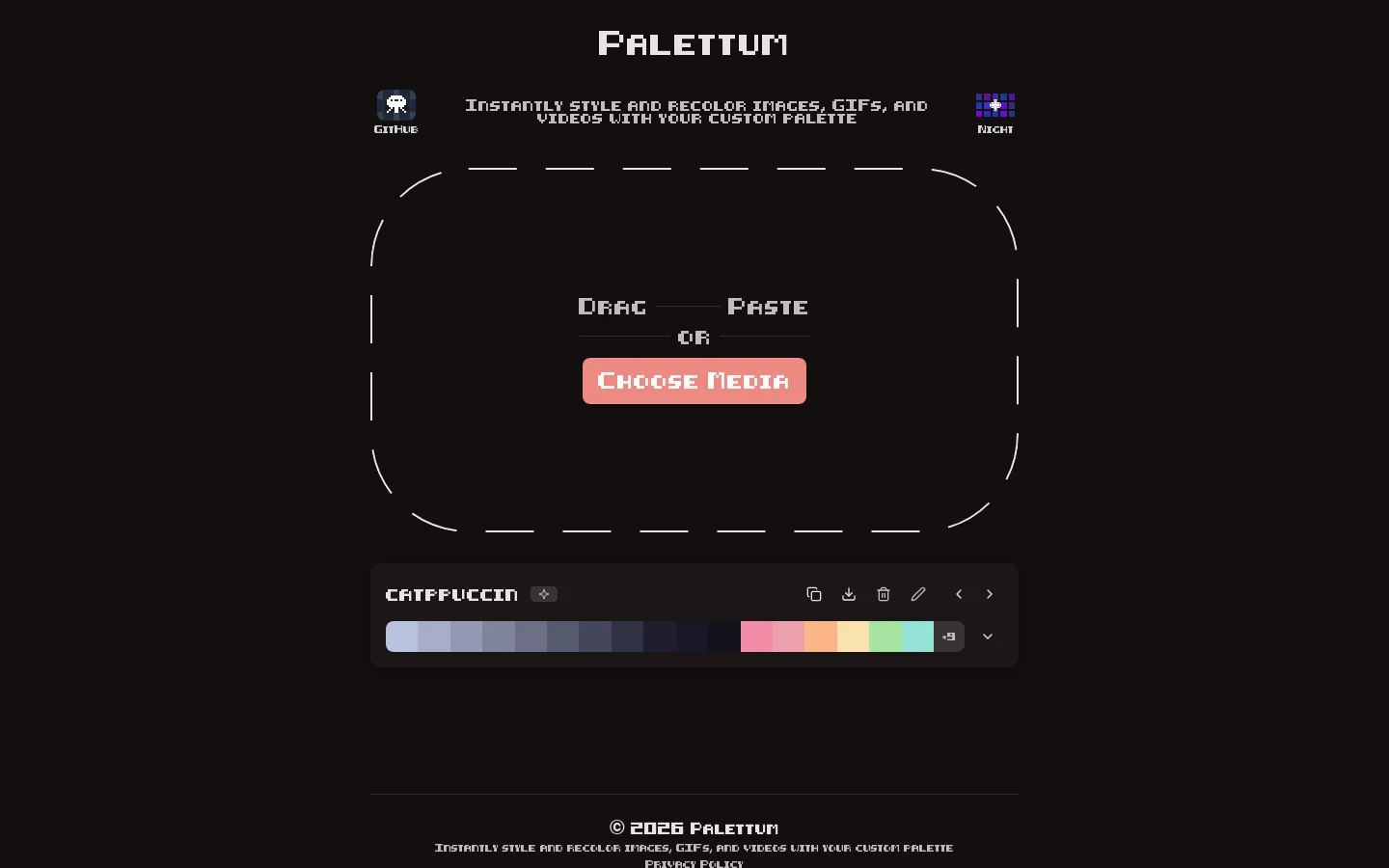 Palettum Homepage screenshot