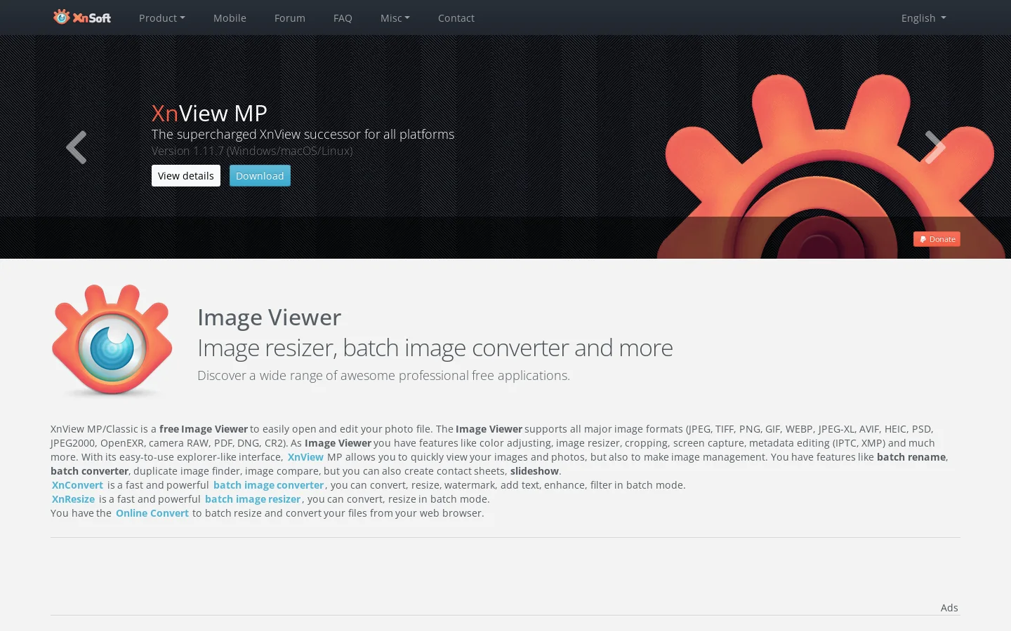XnView Homepage screenshot