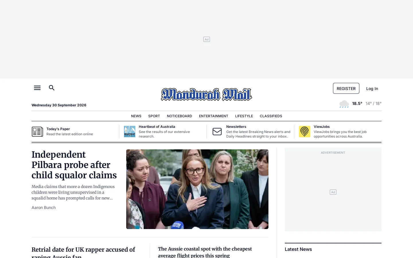 Mandurah Mail Homepage screenshot