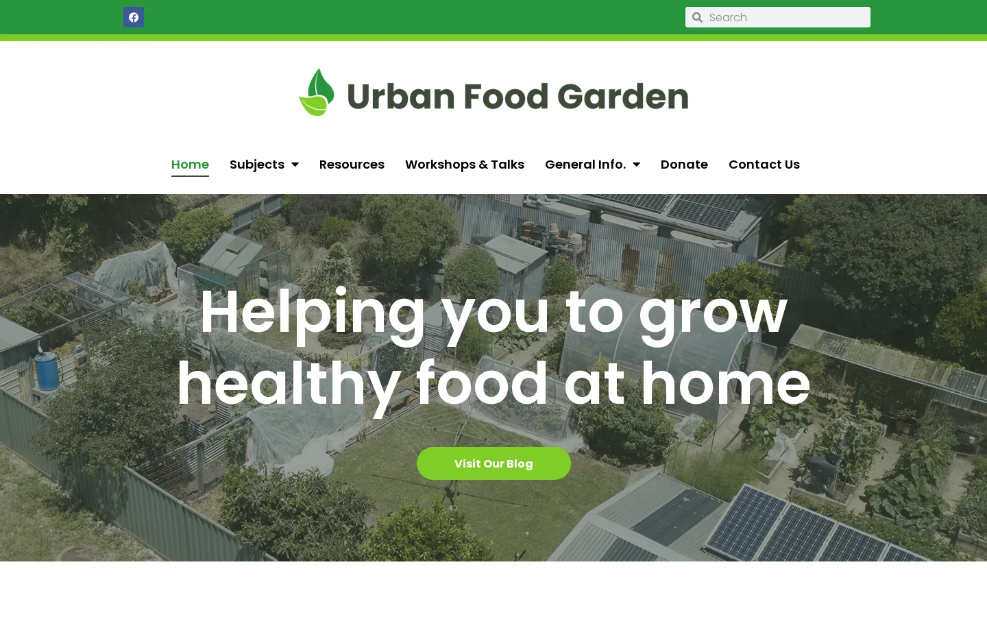 Urban Food Garden Homepage screenshot