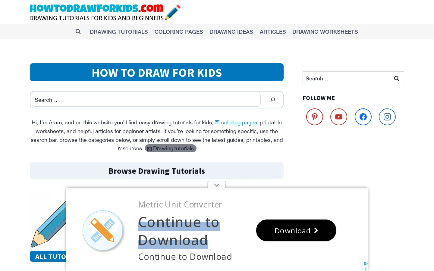 How to Draw for Kids Homepage screenshot