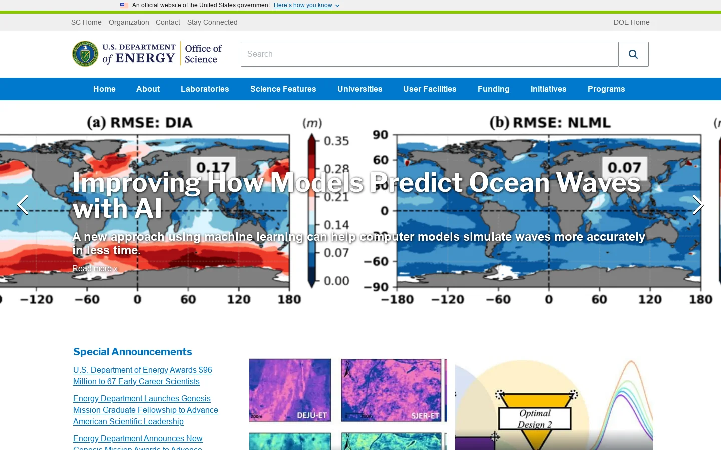 Home | U.S. DOE Office of Science (SC) Homepage screenshot