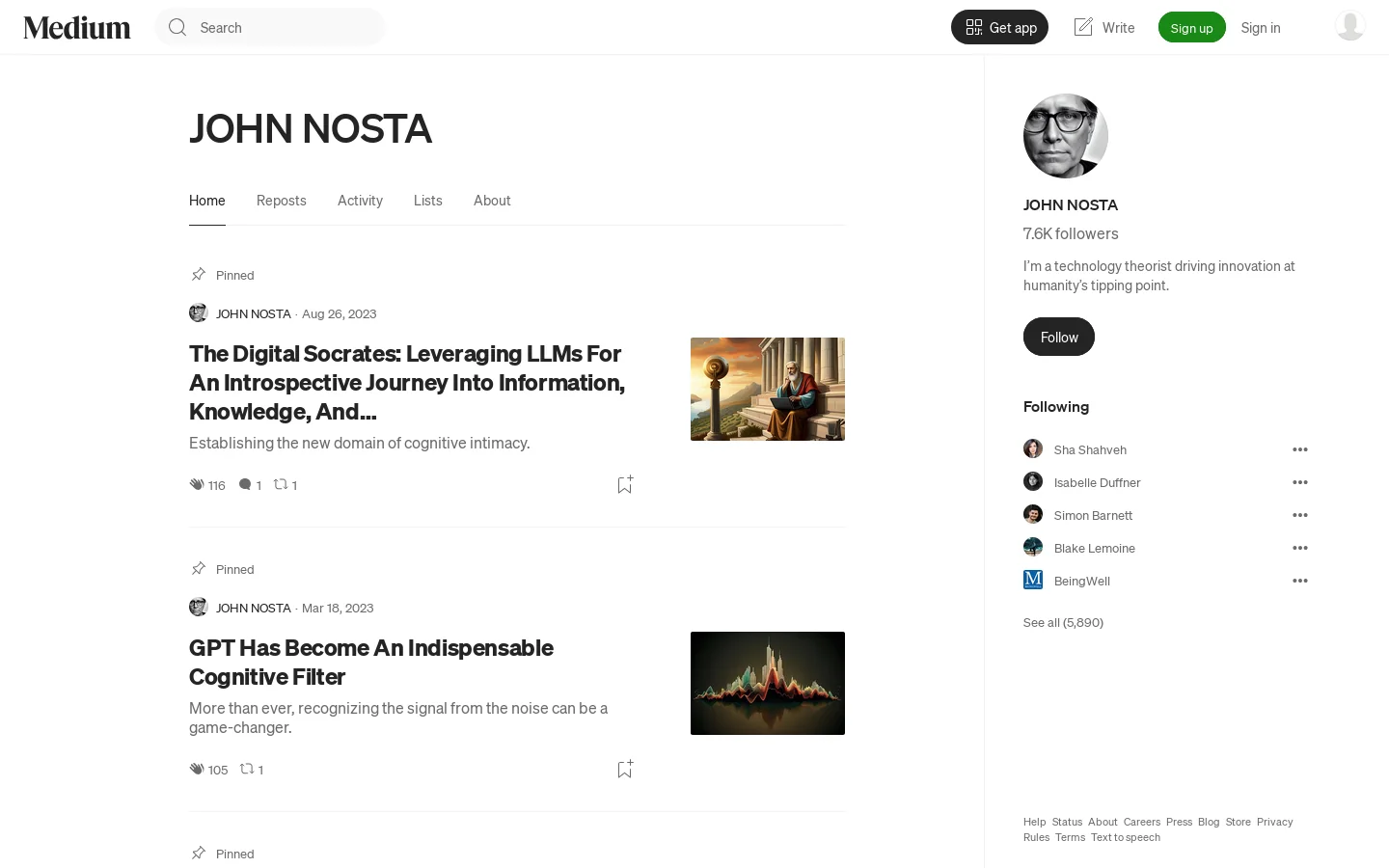 JOHN NOSTA Homepage screenshot