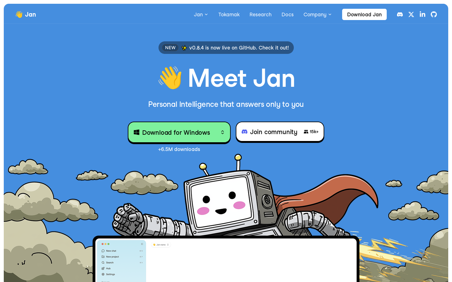 Jan Homepage screenshot