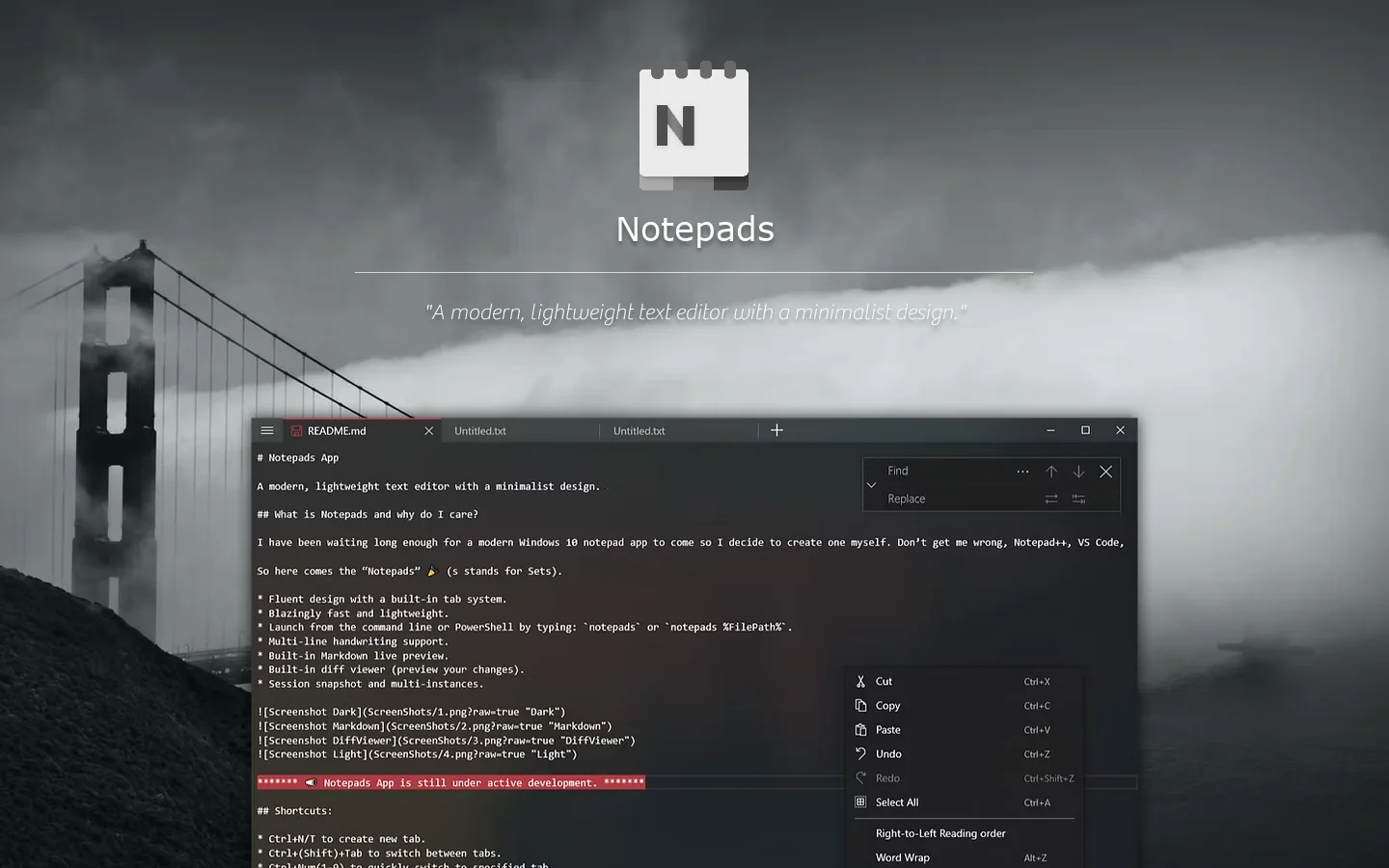 Notepads App Homepage screenshot