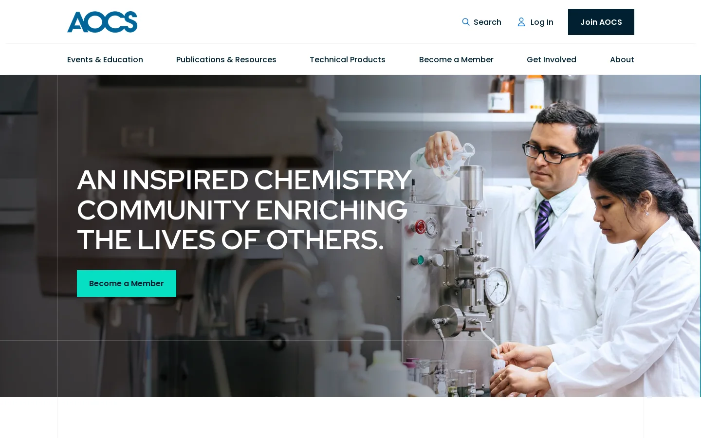 AOCS Homepage screenshot