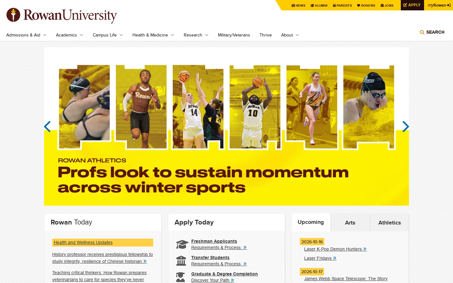 Rowan Homepage screenshot