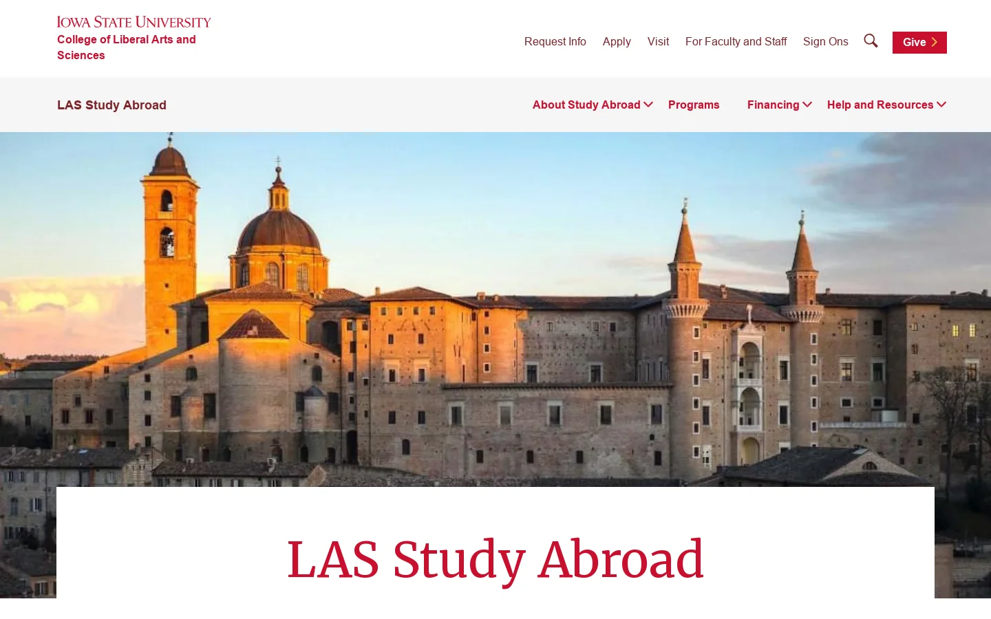 LAS Study Abroad Homepage screenshot