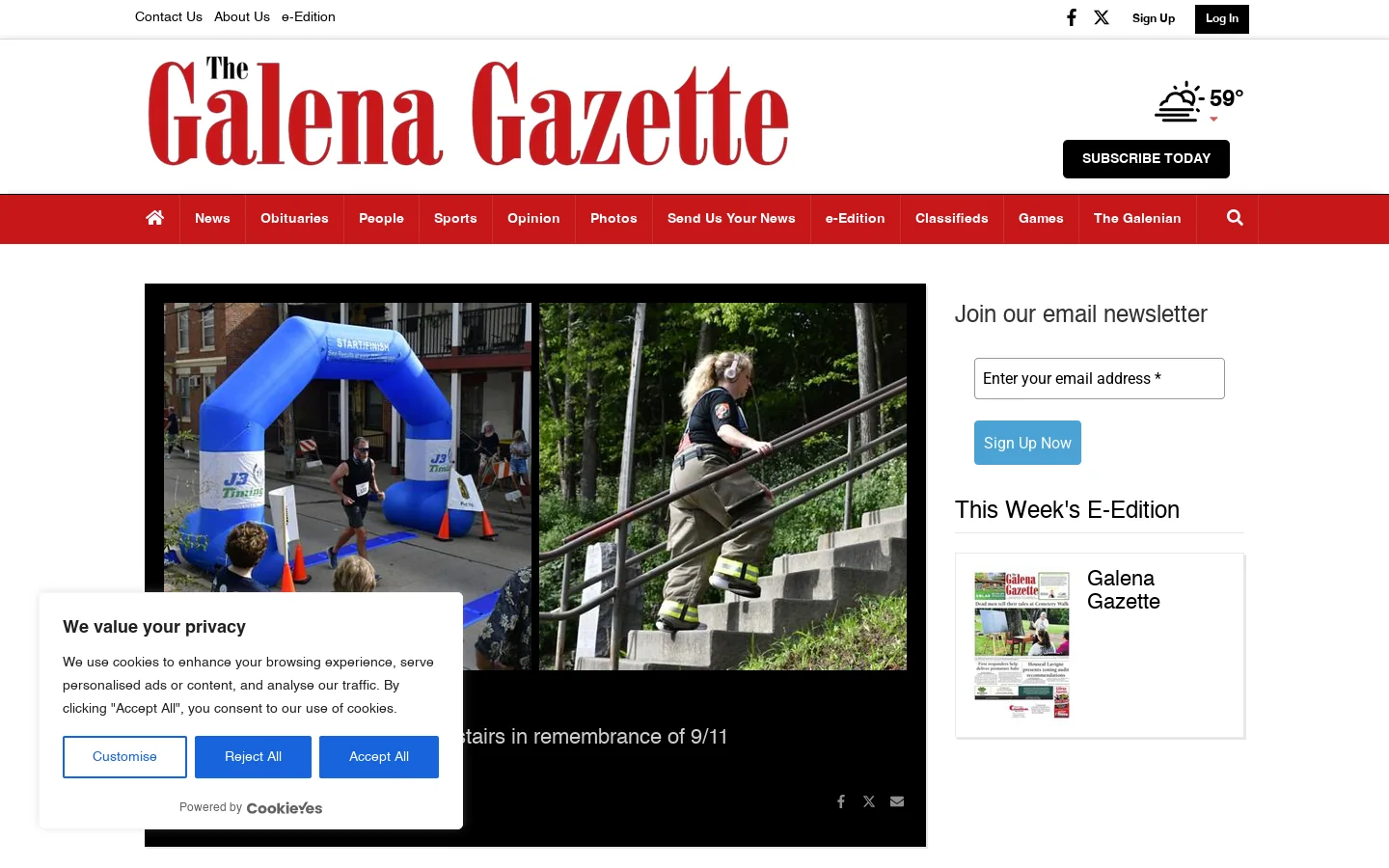 galenagazette.com Homepage screenshot