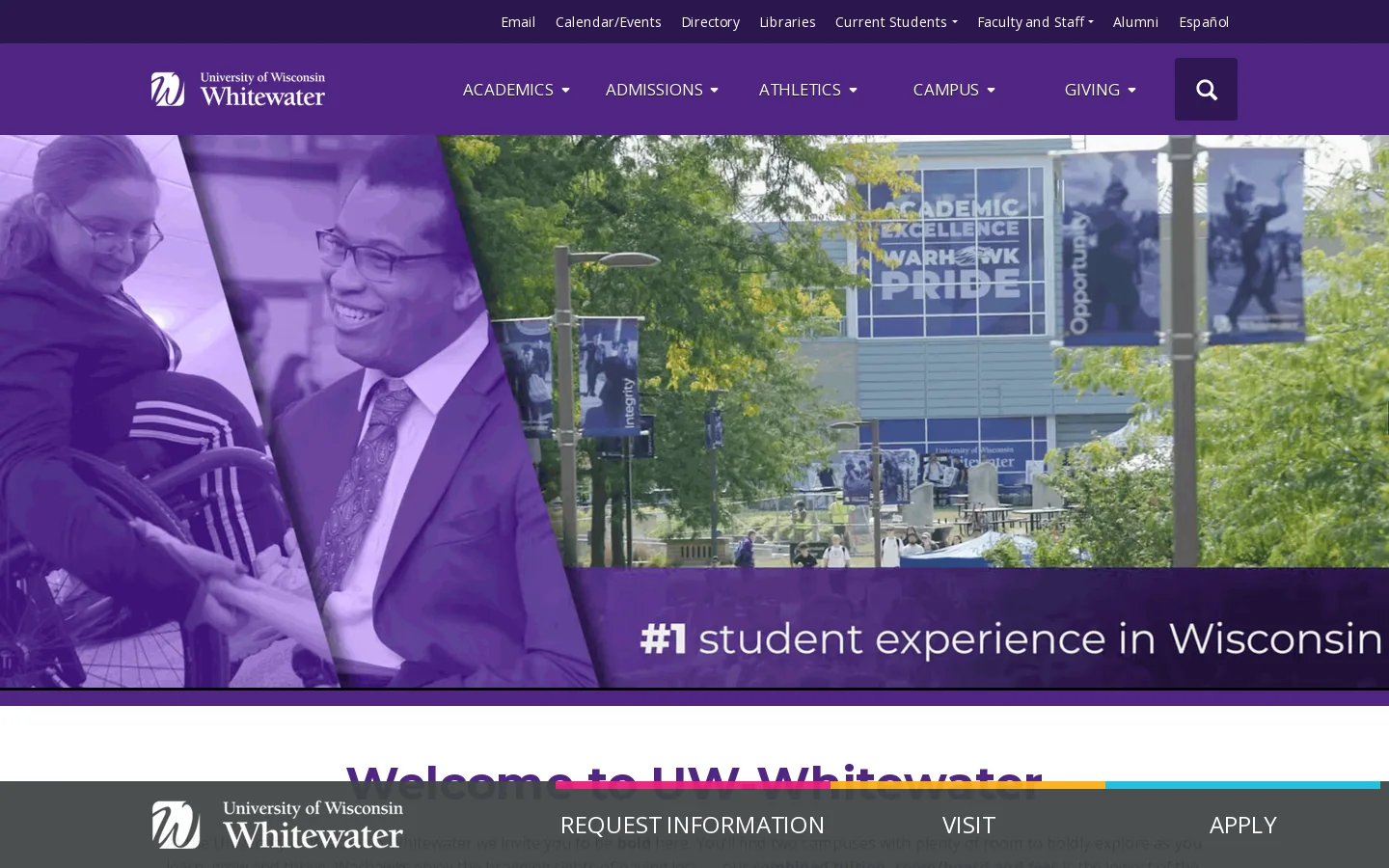 University of Wisconsin-Whitewater Homepage screenshot