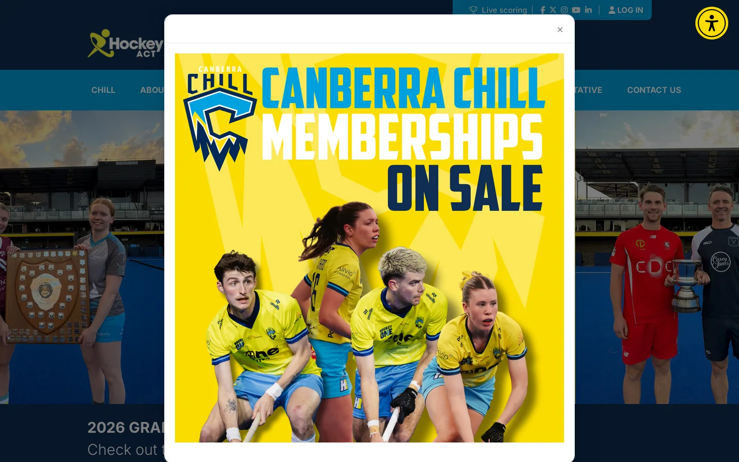 Hockey ACT Homepage screenshot