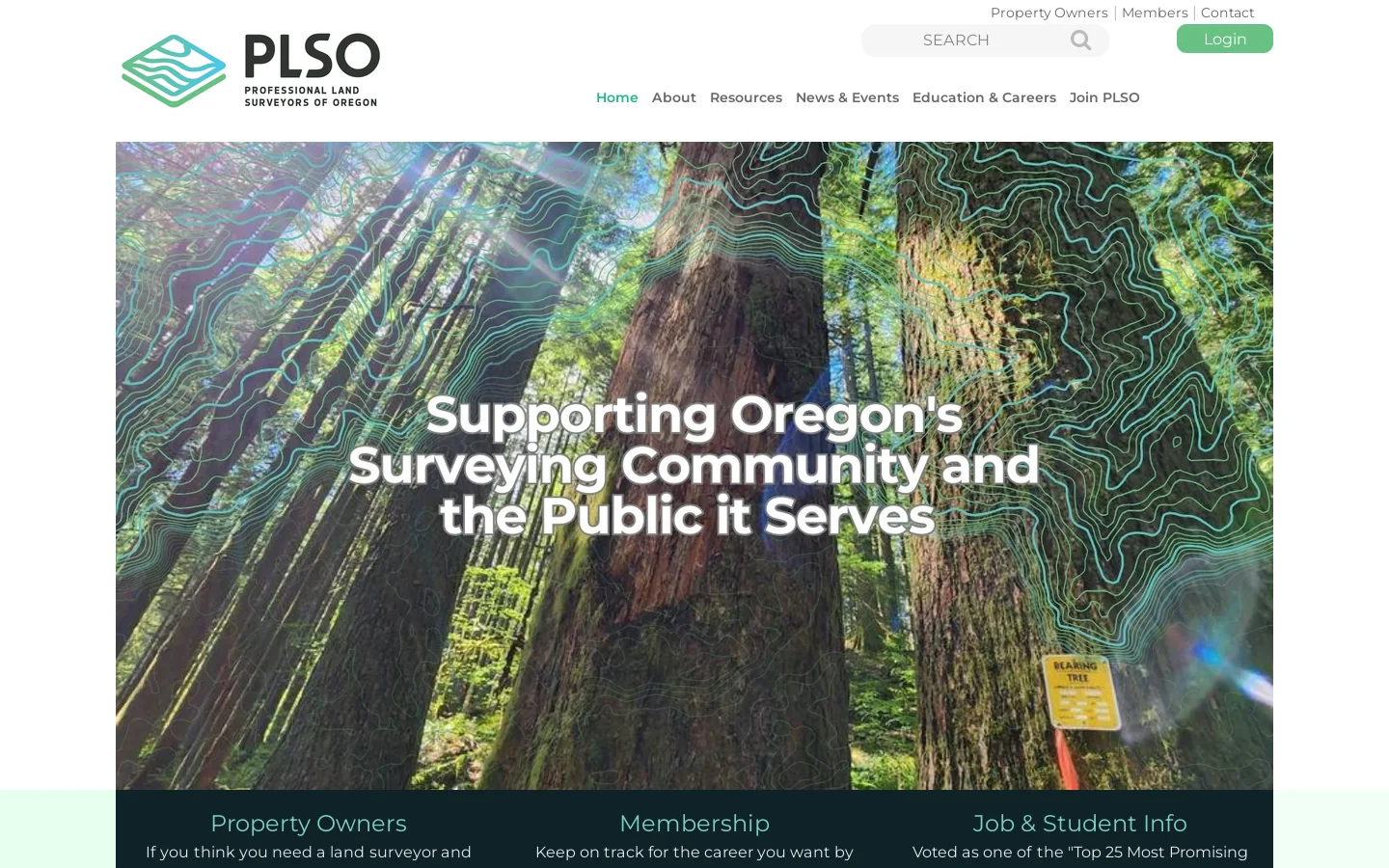 Professional Land Surveyors of Oregon - Home Homepage screenshot