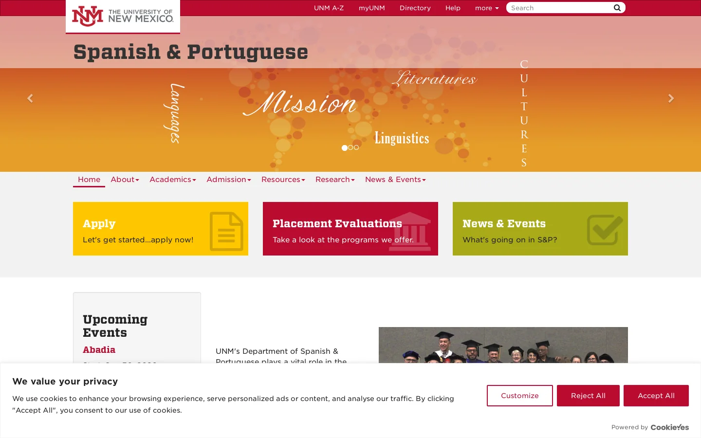 Spanish & Portuguese | The University of New Mexico Homepage screenshot