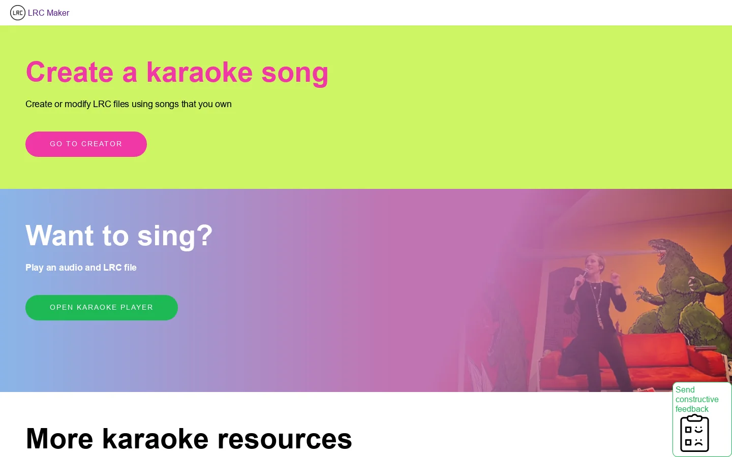 LRC maker Homepage screenshot