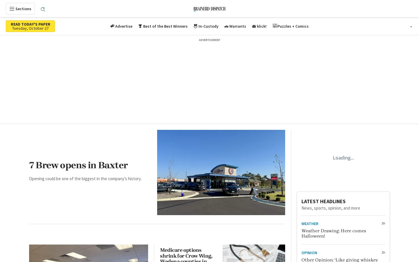 Brainerd Dispatch Homepage screenshot