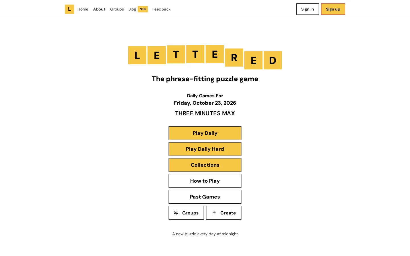 Lettered Homepage screenshot