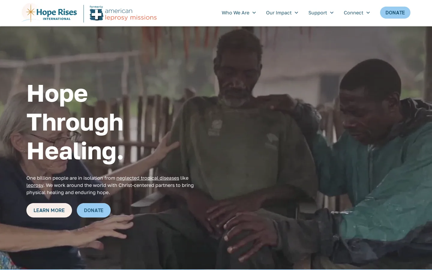 Hope Rises International l Fighting Leprosy & Neglected Tropical Diseases Homepage screenshot