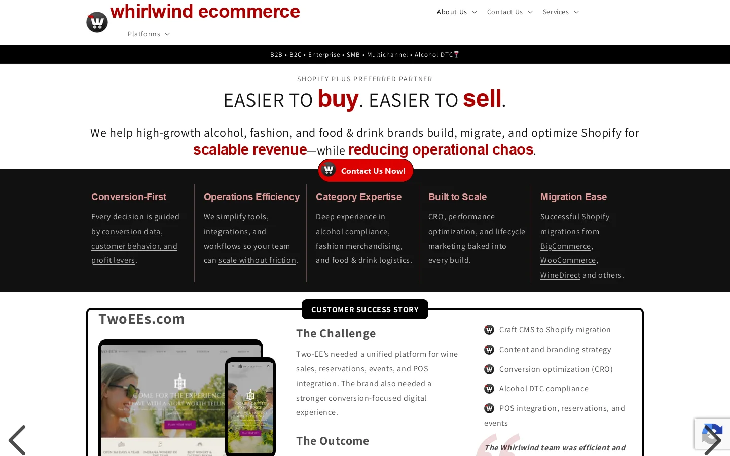 Whirlwind eCommerce Homepage screenshot