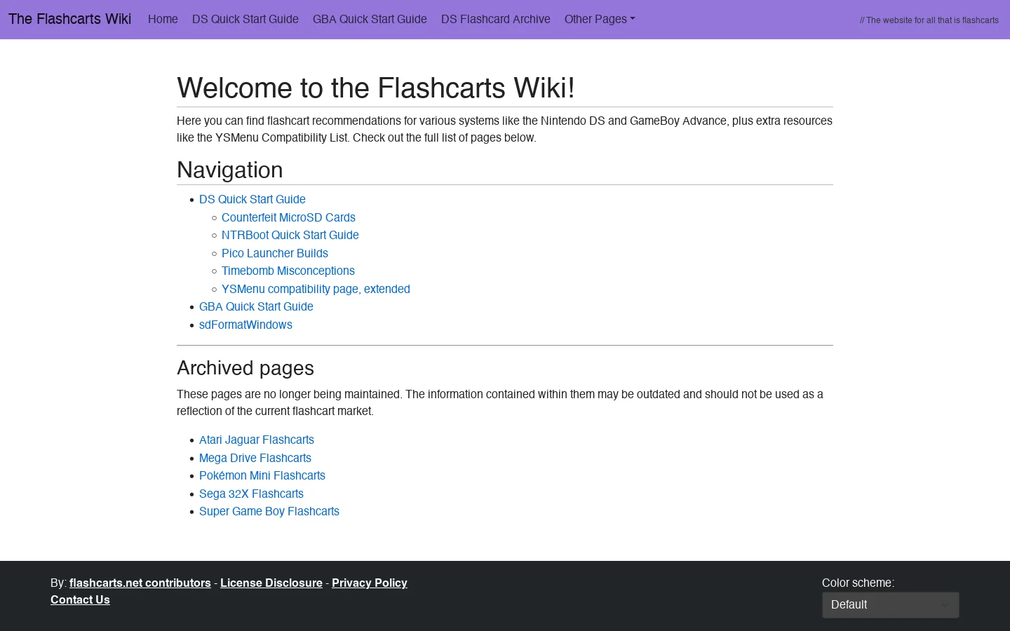 Flashcarts Wiki Homepage screenshot