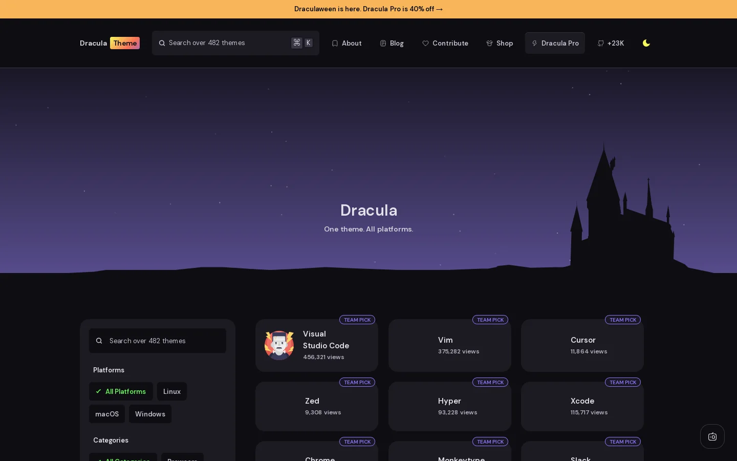 Dracula Theme for 400+ apps Homepage screenshot