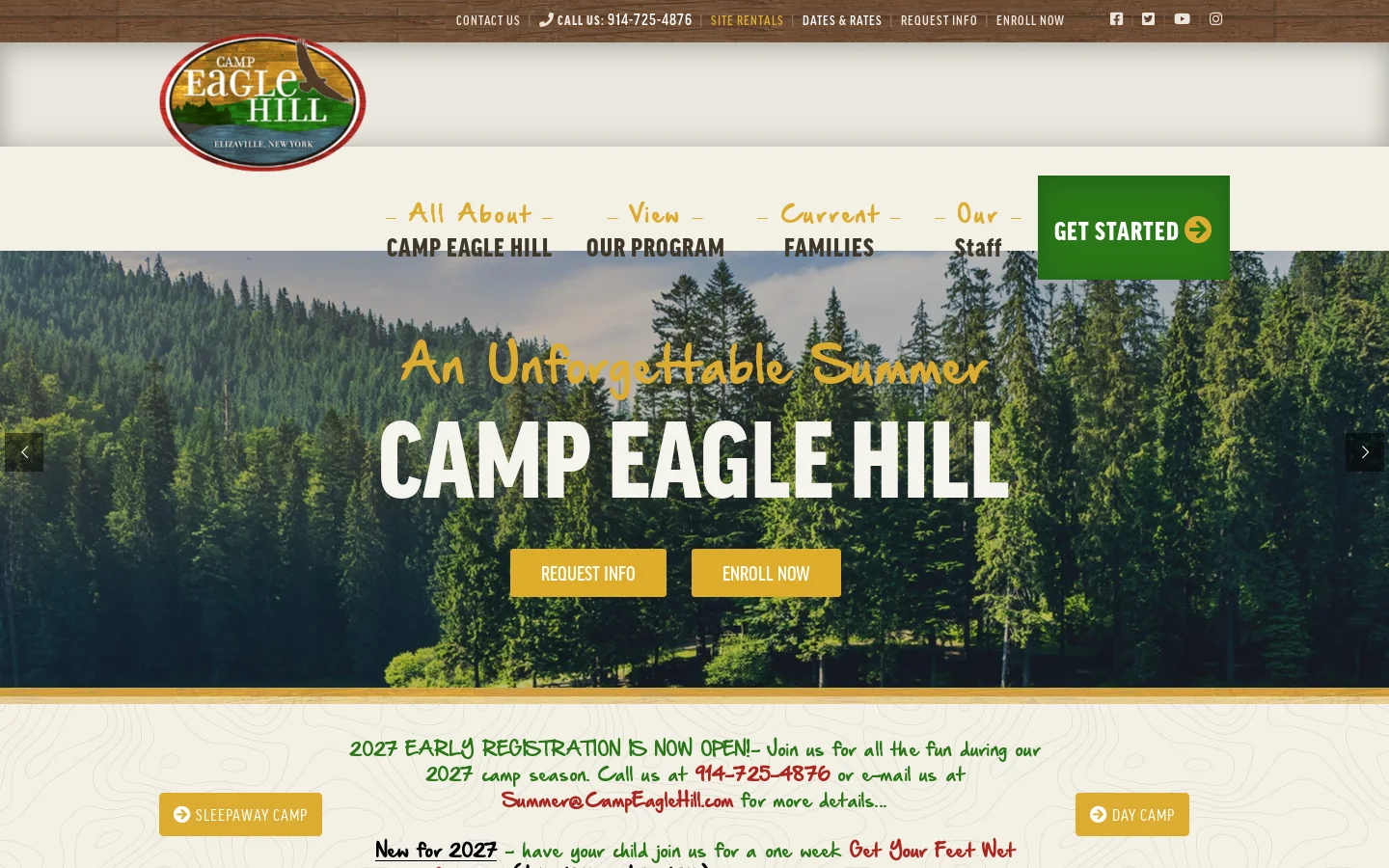 Camp Eagle Hill Homepage screenshot