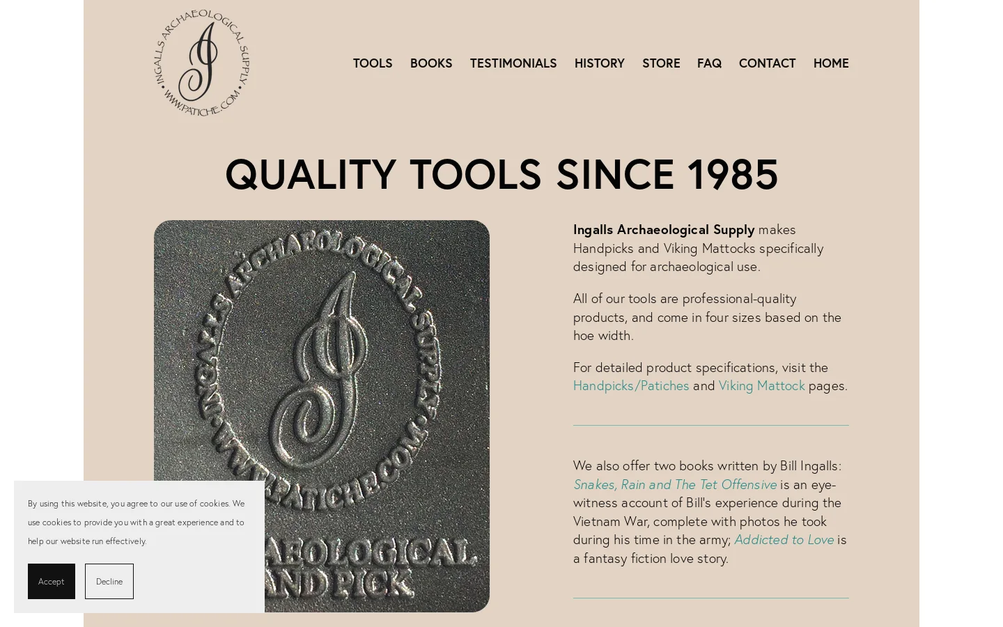 Ingalls Archaeological Supply | Handpicks, Walking Picks, Cane Picks Homepage screenshot