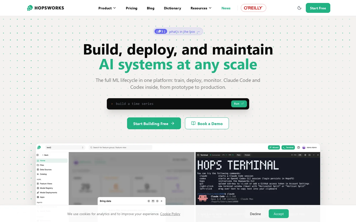 Hopsworks Homepage screenshot