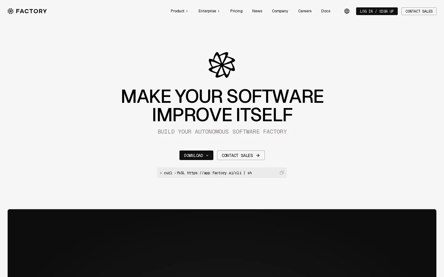 Factory Homepage screenshot