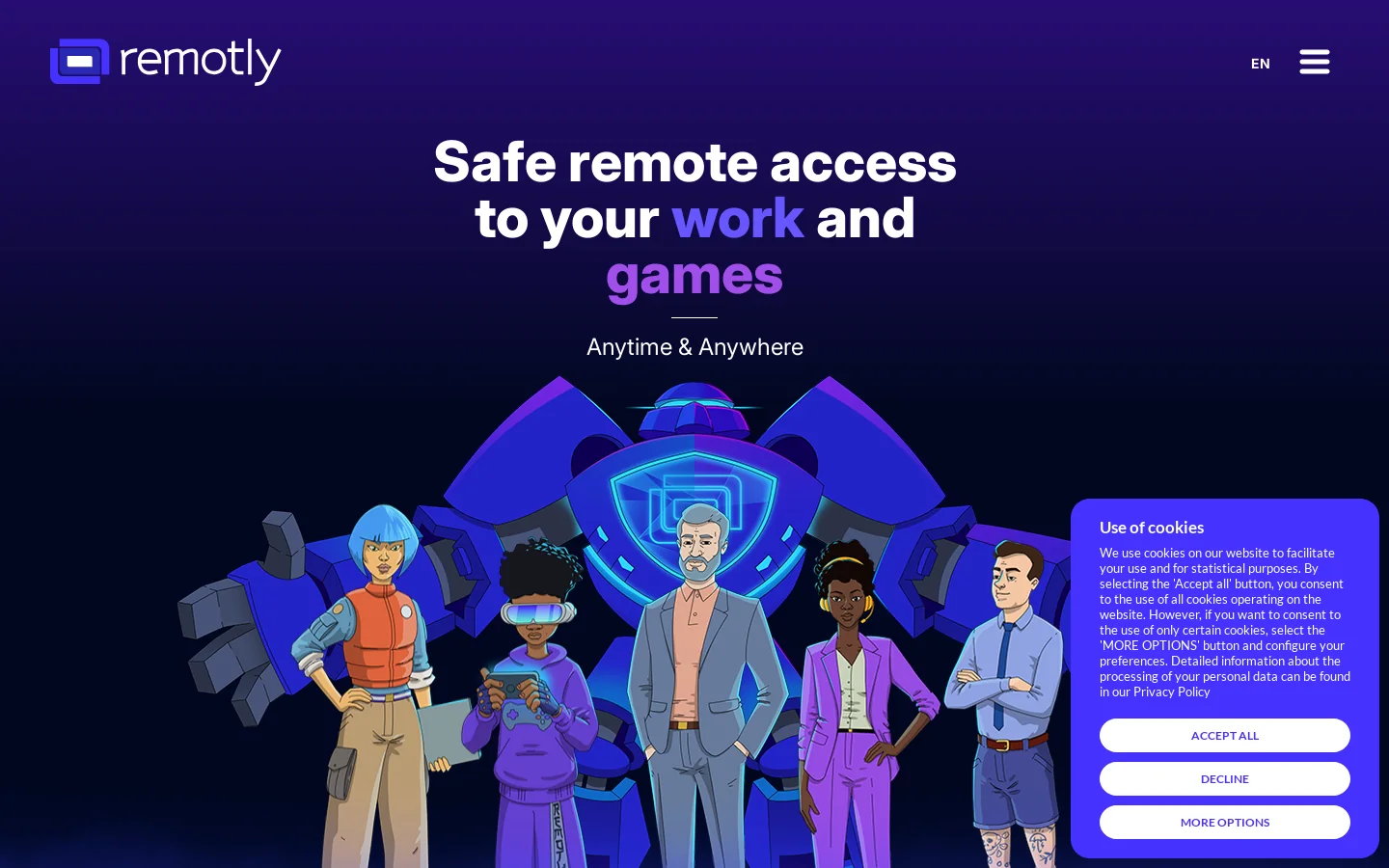 Remotly Homepage screenshot