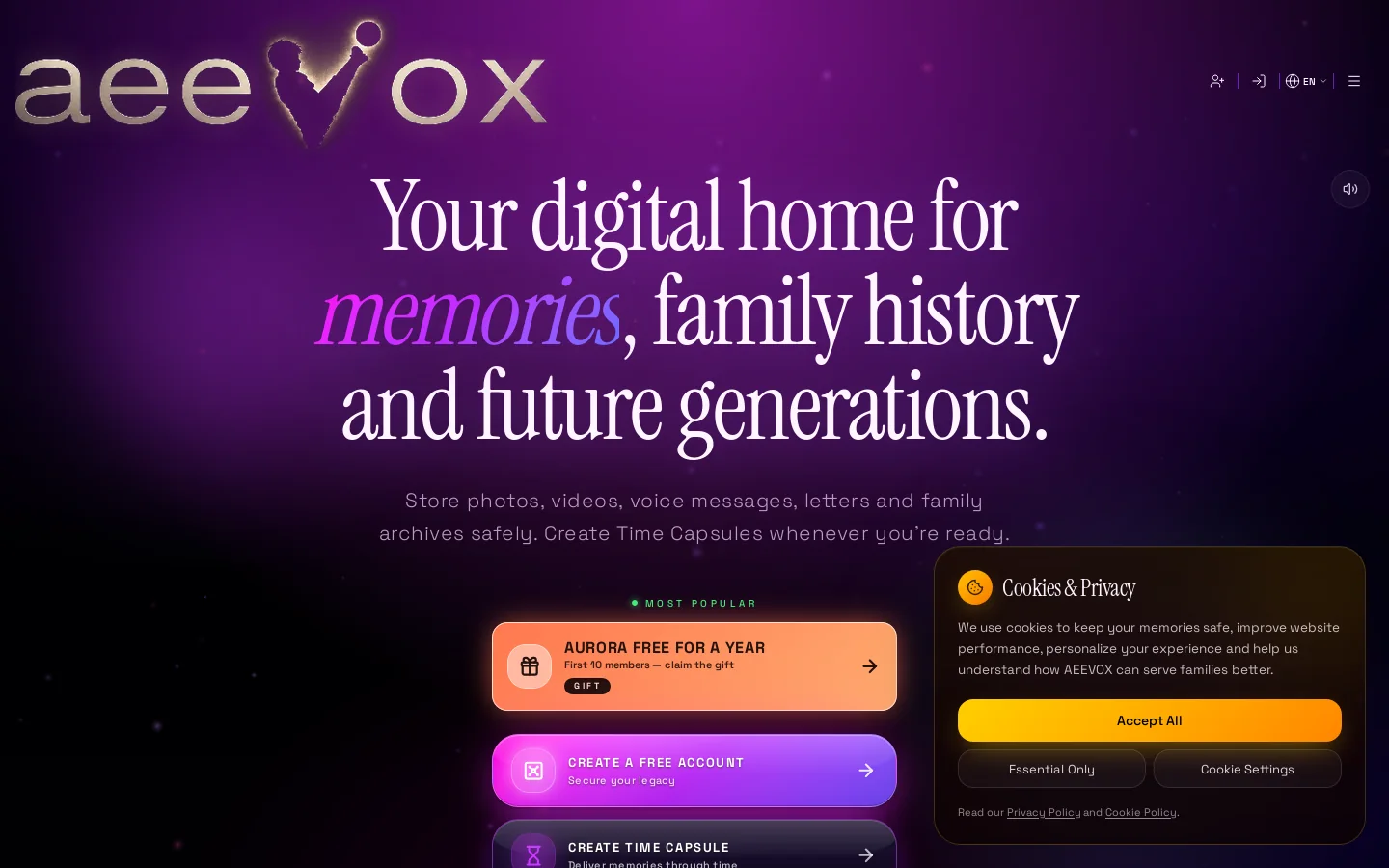 AEEVOX Homepage screenshot