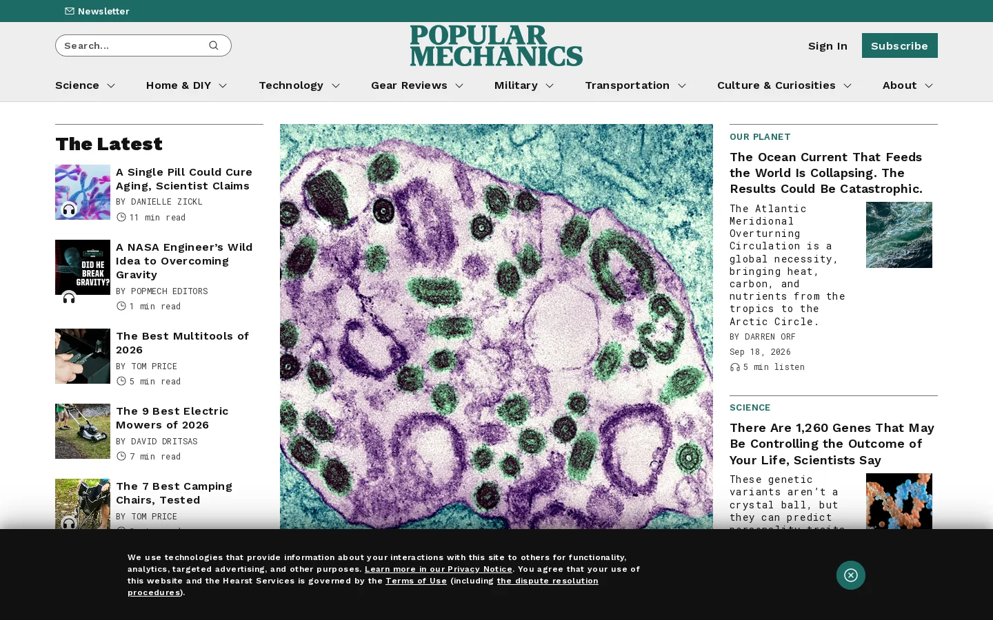 Popular Mechanics Homepage screenshot