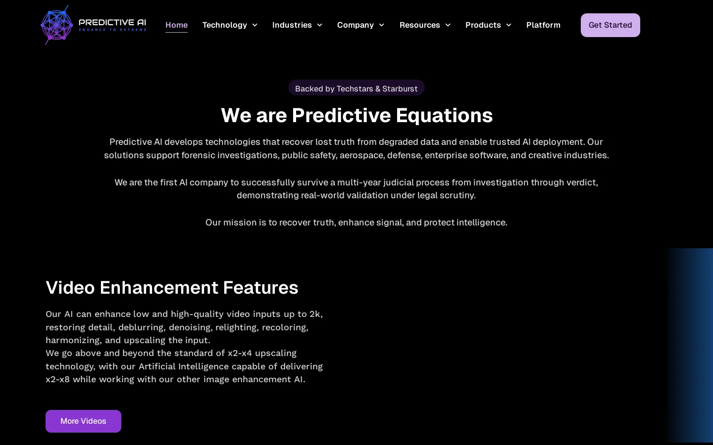 Predictive Equations Homepage screenshot