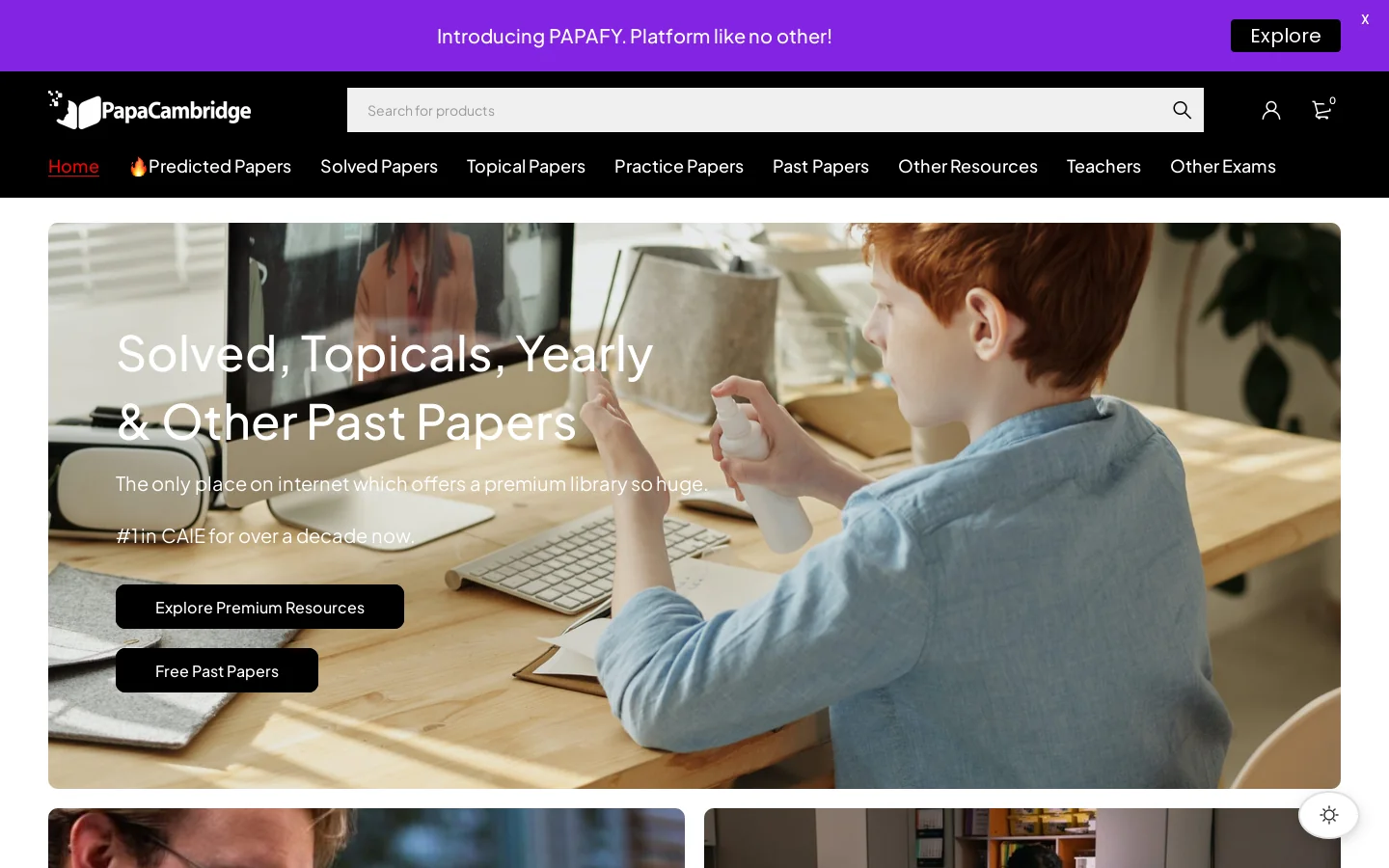 PapaCambridge Homepage screenshot