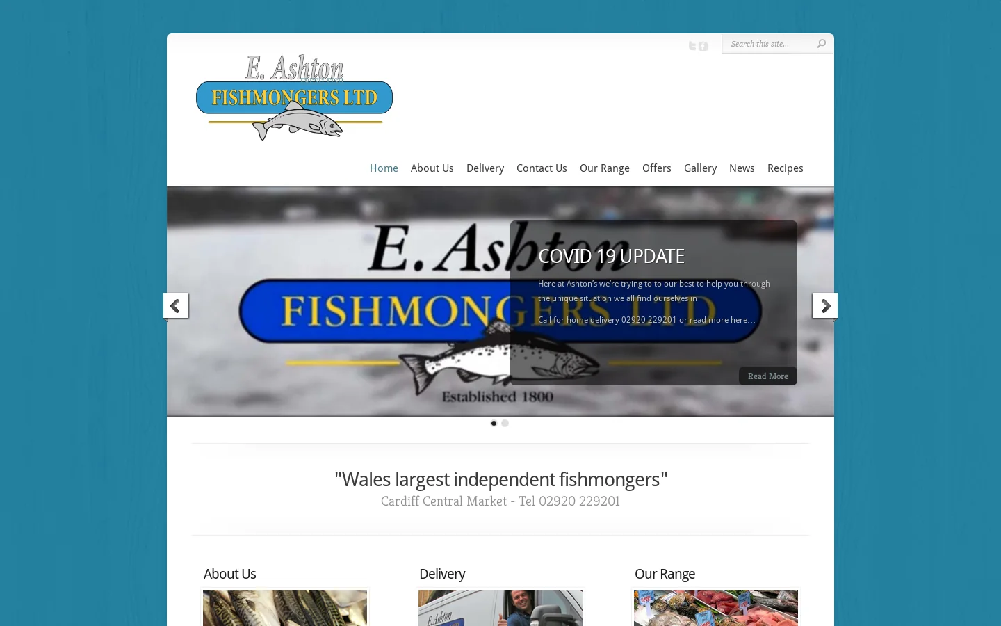 E. Ashton Fishmongers - Fresh Fish Homepage screenshot