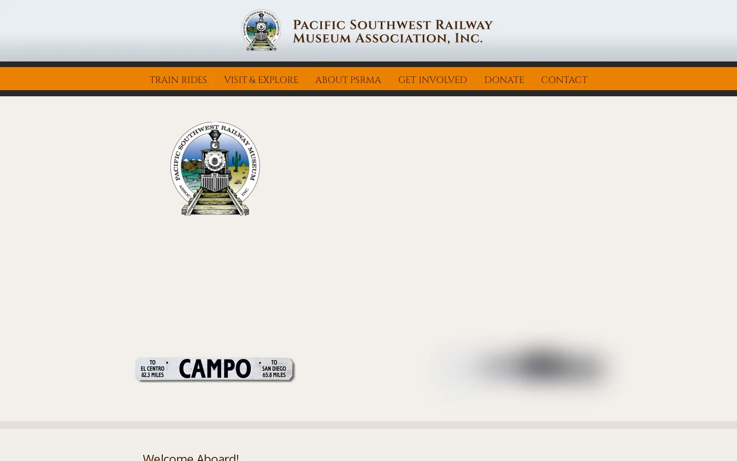 The Pacific Southwest Railway Museum Offers Train Rides Homepage screenshot