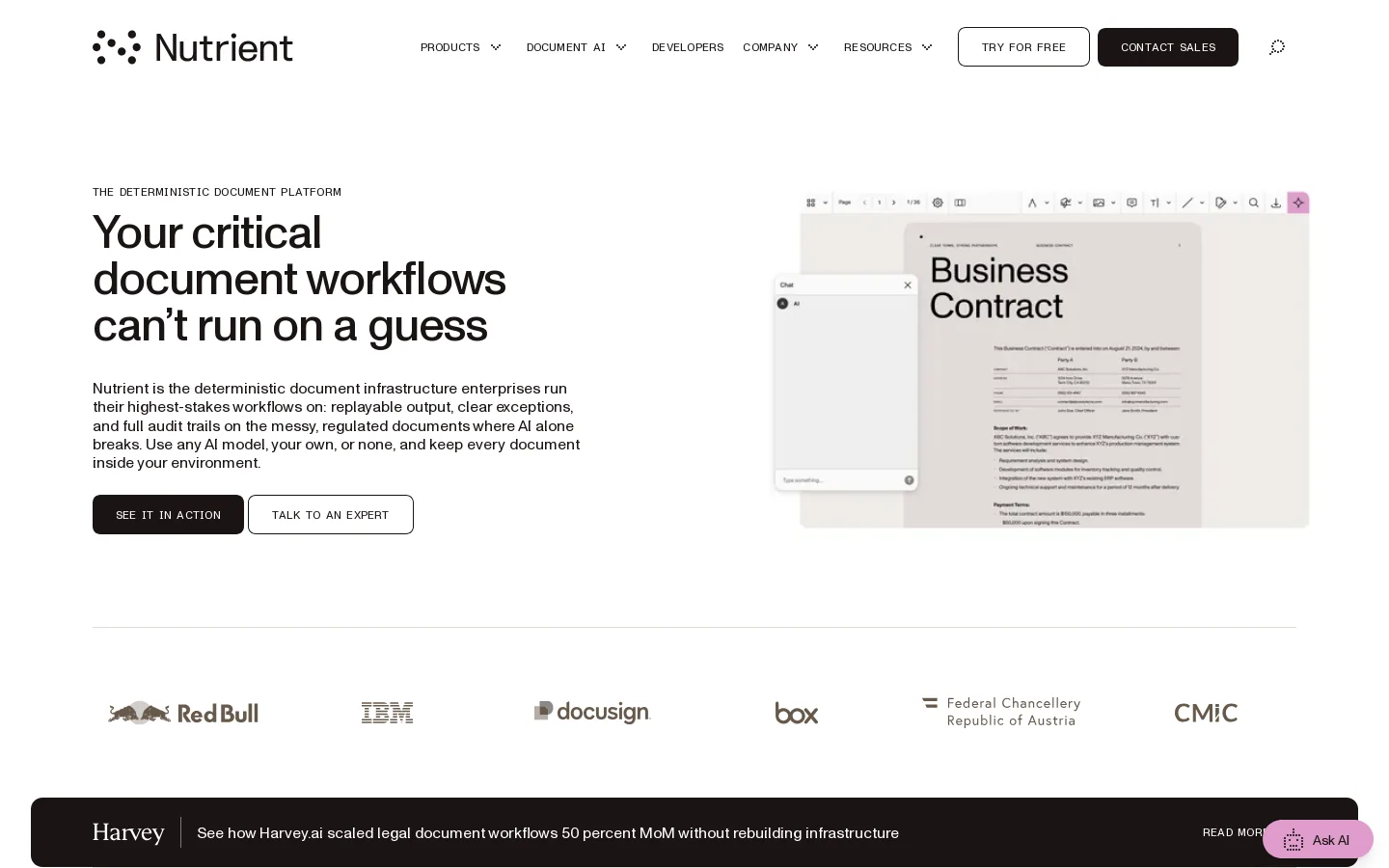 Nutrient Homepage screenshot
