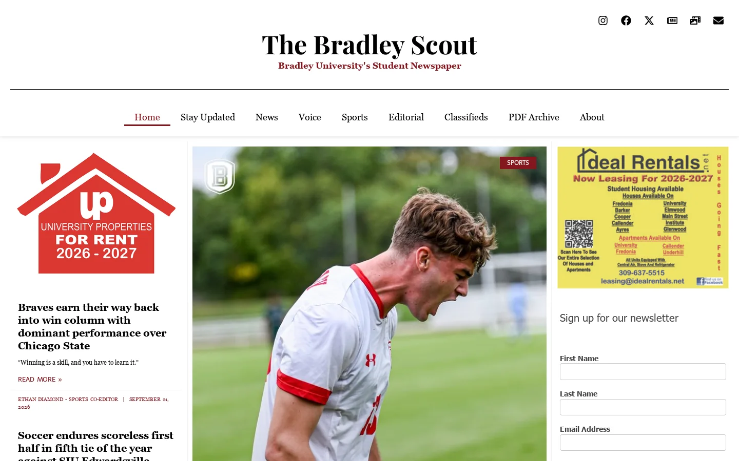 The Bradley Scout – Bradley University's Student Newspaper Homepage screenshot