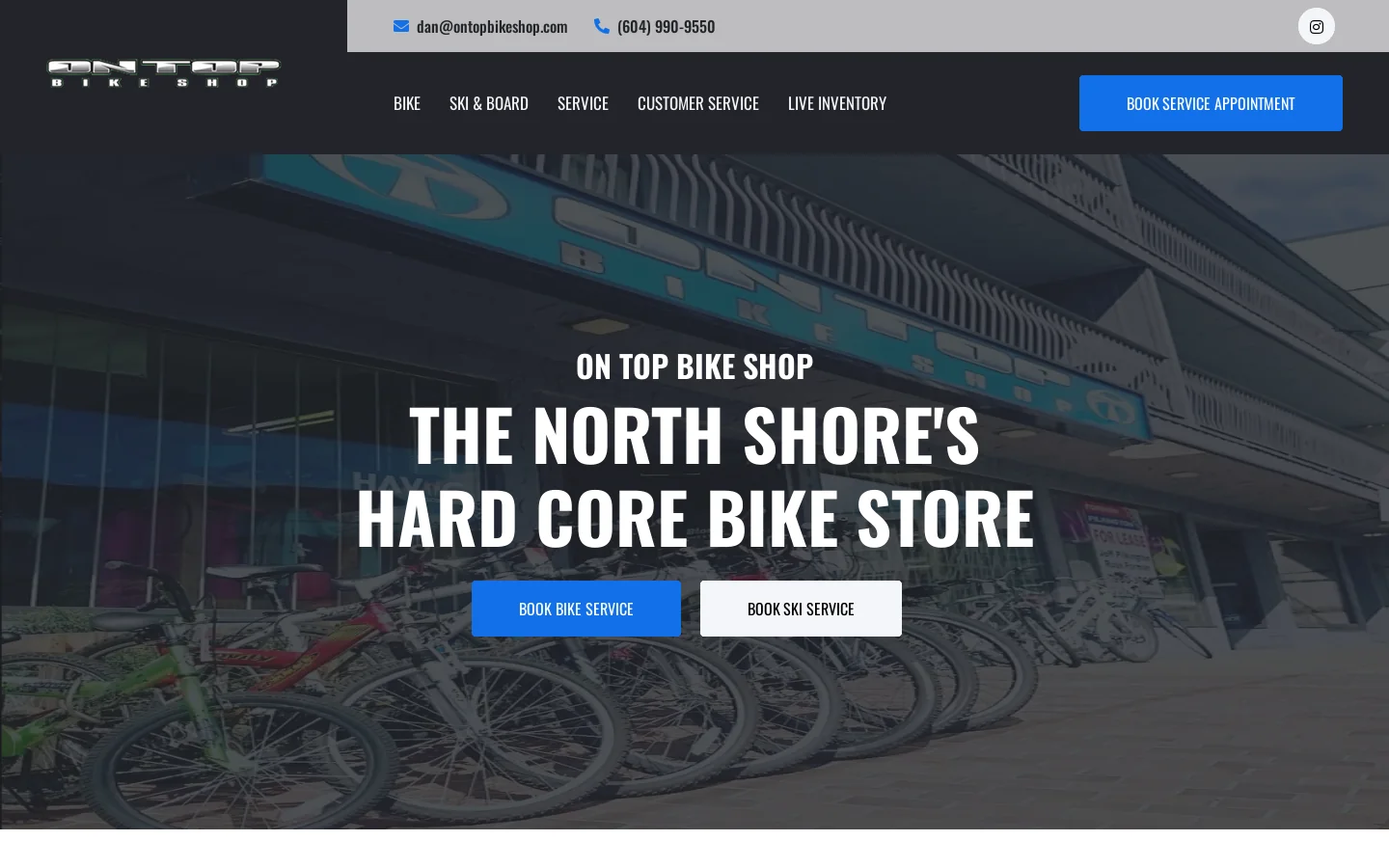 On Top Bike Shop Homepage screenshot