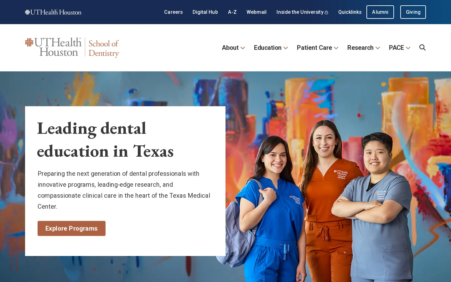 UTHealth Houston School of Dentistry - UTHealth Houston School of Dentistry Homepage screenshot