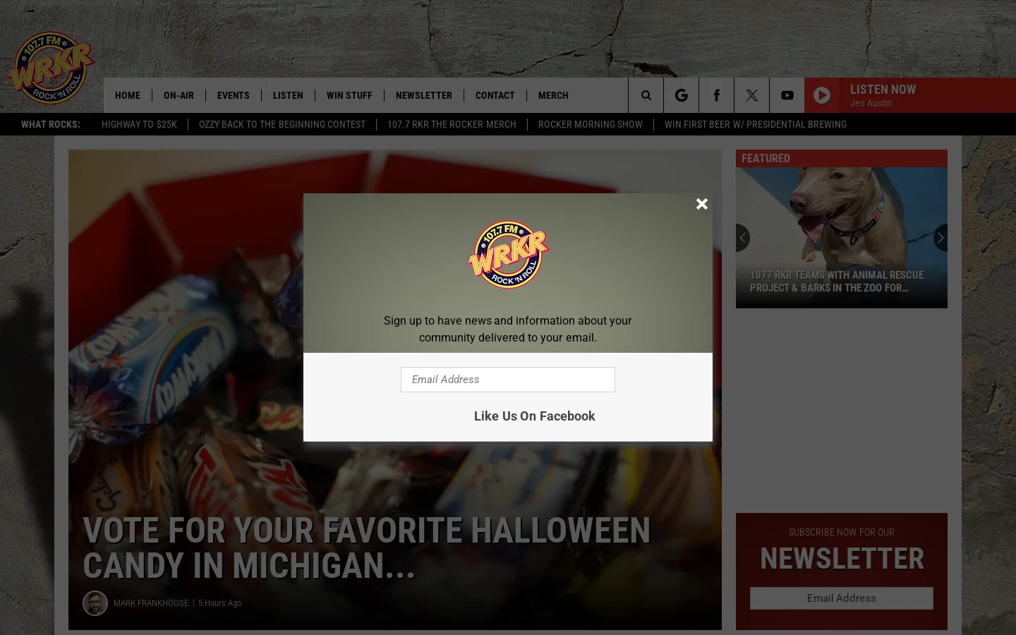 1077 WRKR – Kalamazoo's Rock Station – Kalamazoo Rock Radio Homepage screenshot