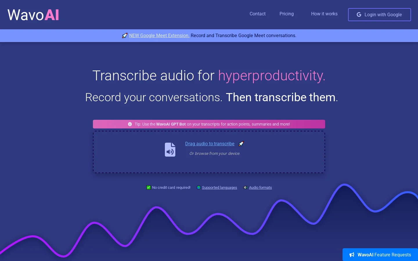 WavoAI Homepage screenshot